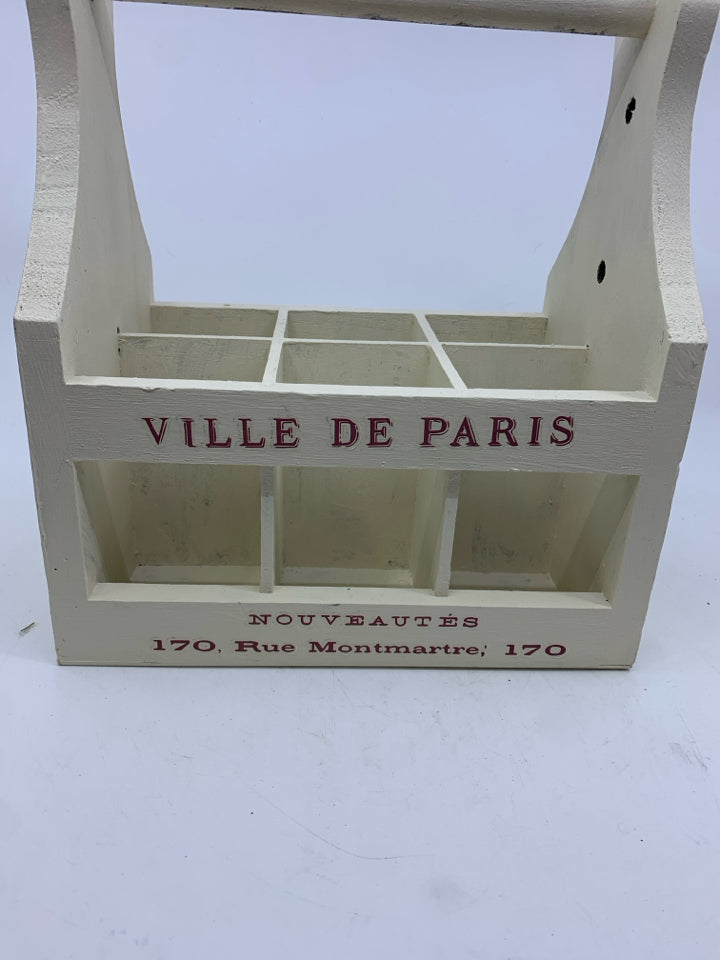 VILLE DE PARIS 6 SLOT PAINTED WHITE MILK CRATE.