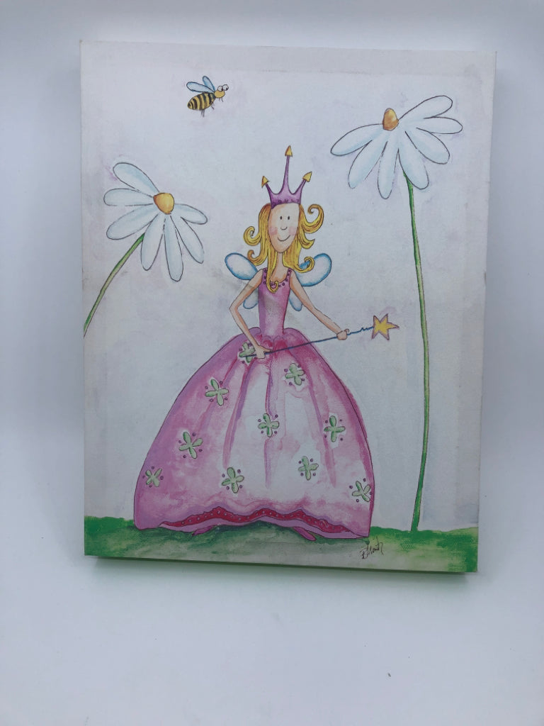 PRINCESS W DAISIES CANVAS WALL ART.