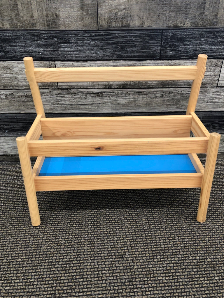 LT WOOD BENCH STYLE KIDS BOOK STORAGE.