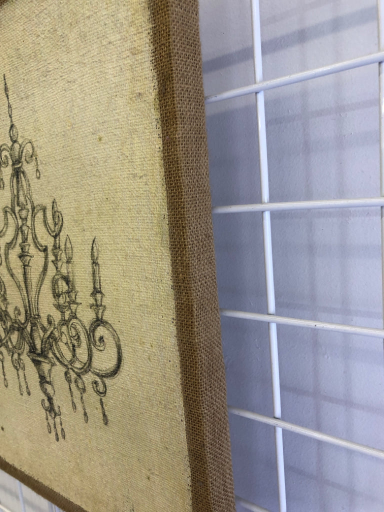 BURLAP CHANDELIER WALL HANGING.