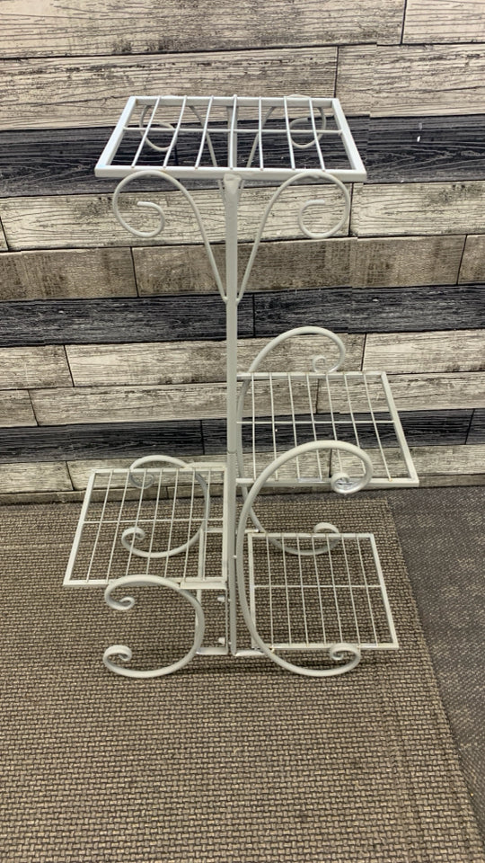 GREY METAL 4TIER PLANT STAND.