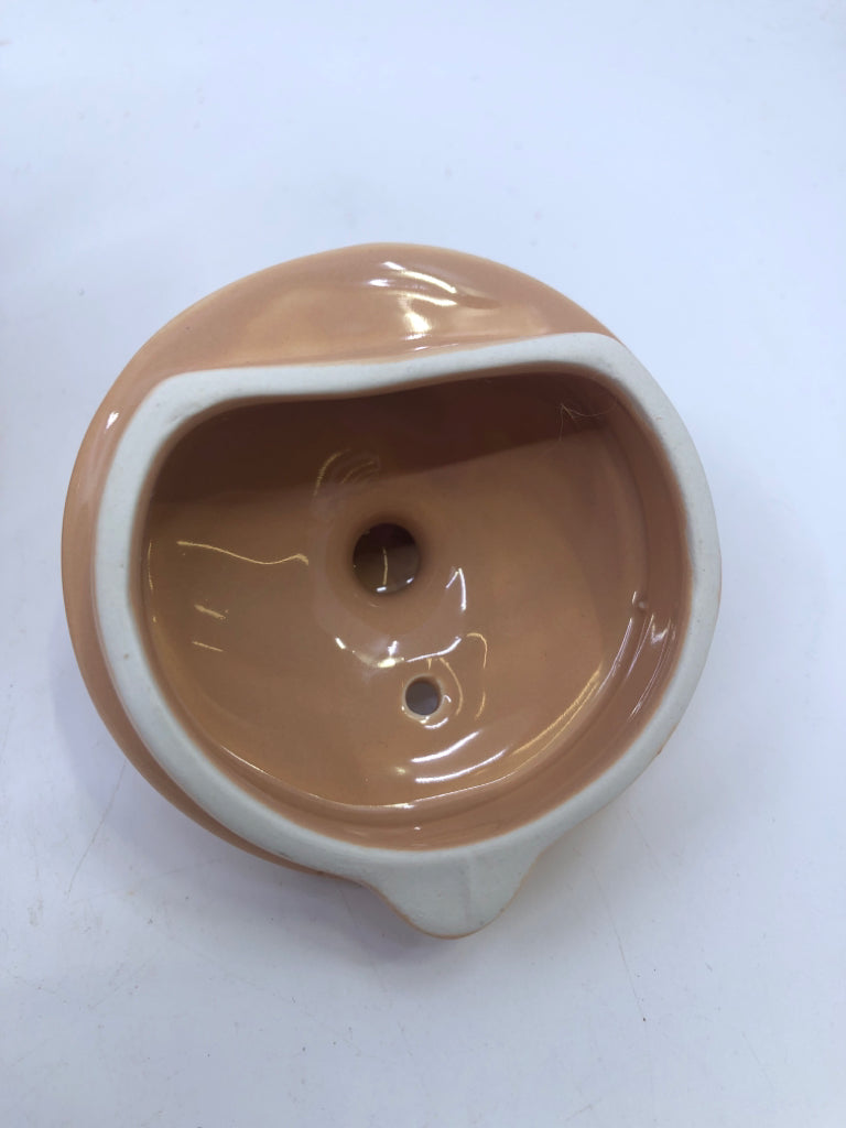 PEACH CERAMIC TEAPOT.