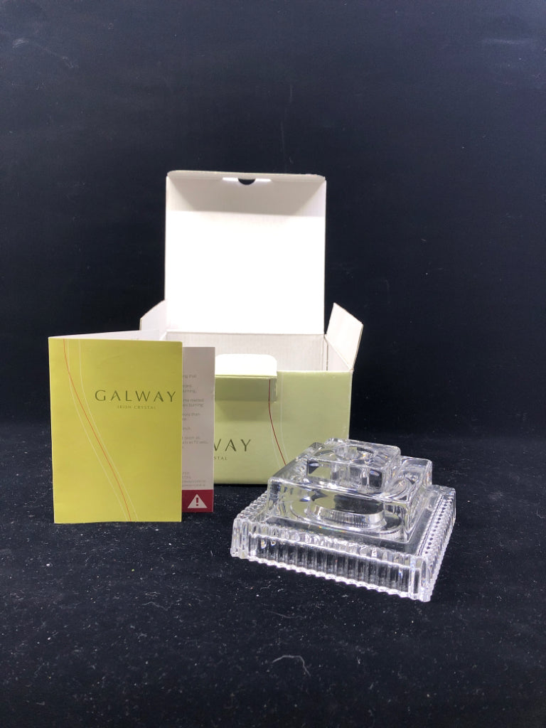 NIB GALWAY IRISH CRYSTAL SQUARE CANDLE HOLDER INTERCHANGEABLE.