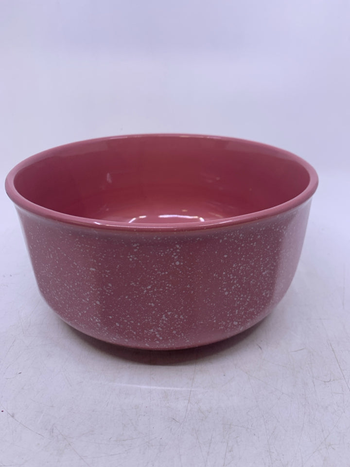 PINK CERAMIC HEAVY W/ WHITE SPECKLES BOWL.