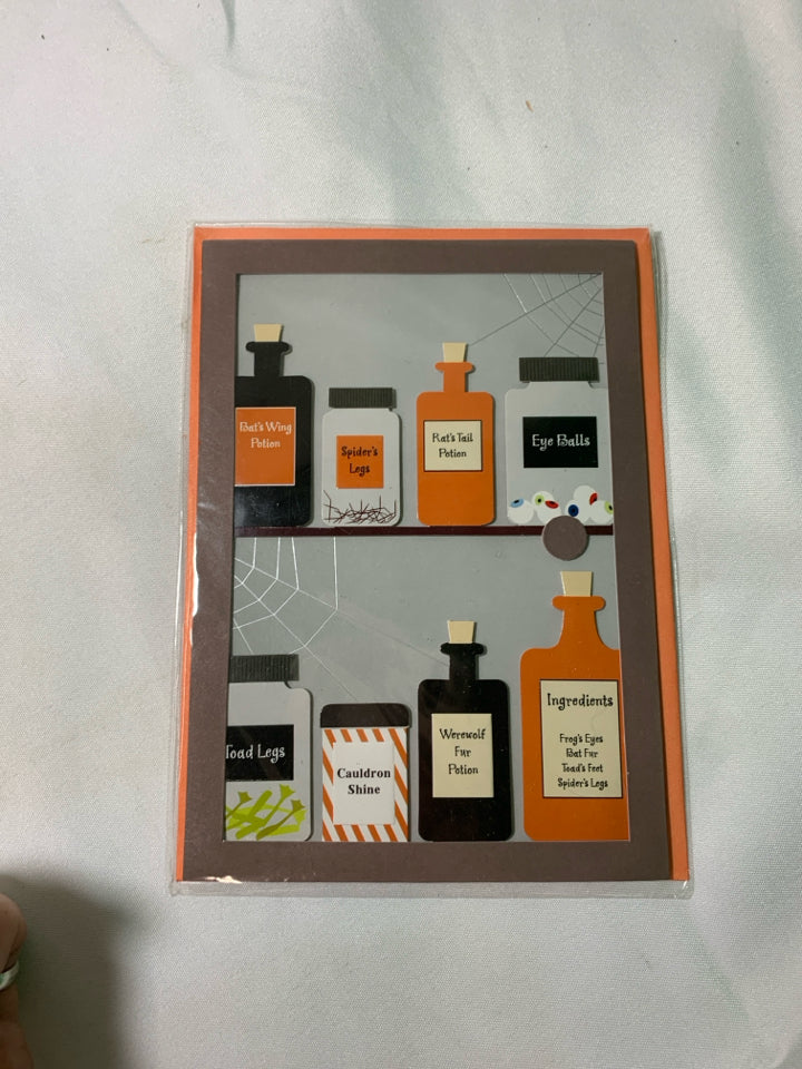 HALLOWEEN GREETING CARD WITCH'S MEDICINE CABINET
