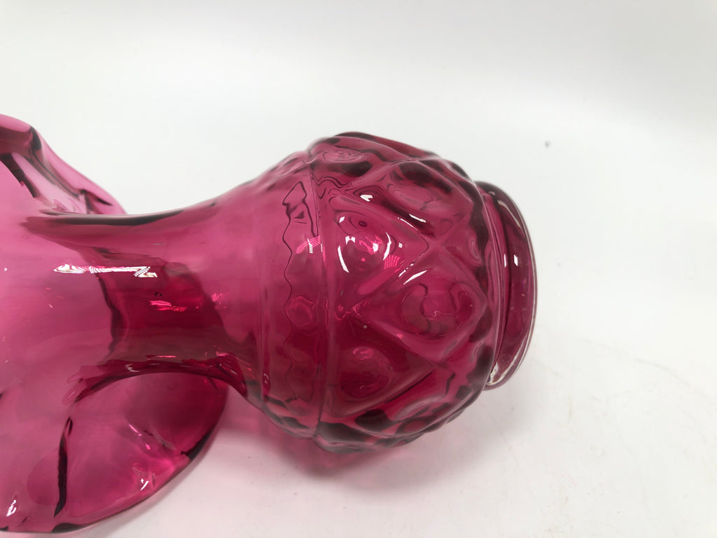 VTG PINK GLASS "JACK-IN-THE-PULPIT" VASE.