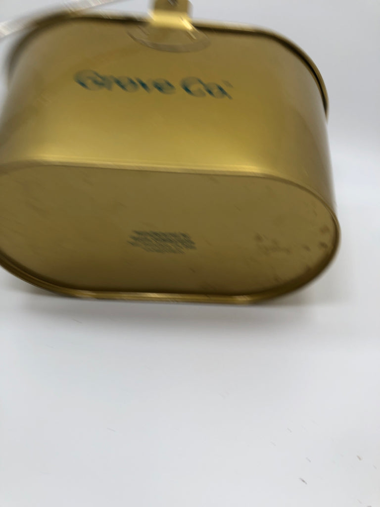 GROVE CO GOLD BUCKET W/METAL+WOOD HANDLE.
