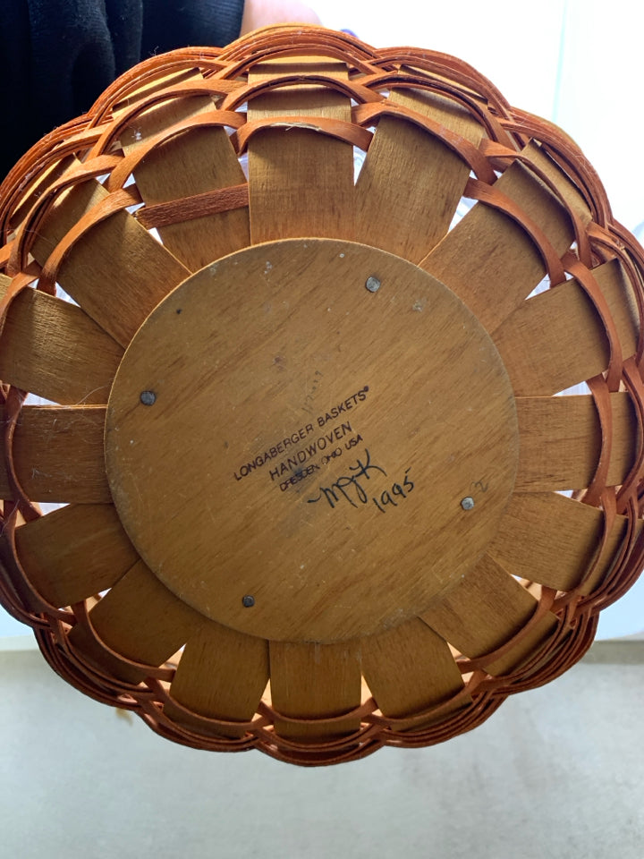 LONGABERGER 1995 MEDIUM PUMPKIN BASKET W/ PROTECTOR.