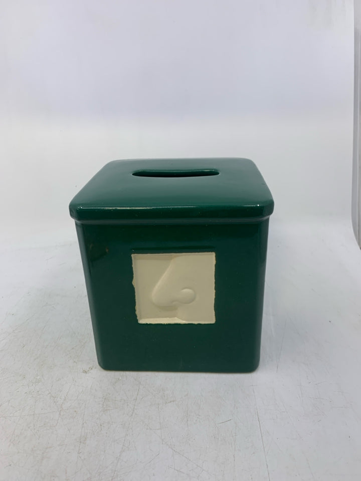 EMBOSSED NOSE CERAMIC TISSUE BOX COVER