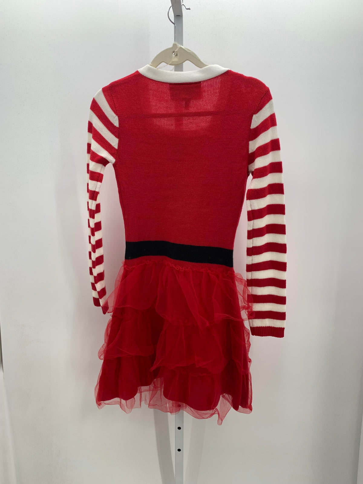 LONG SLV SWEATER DRESS WHITE STRIPES.