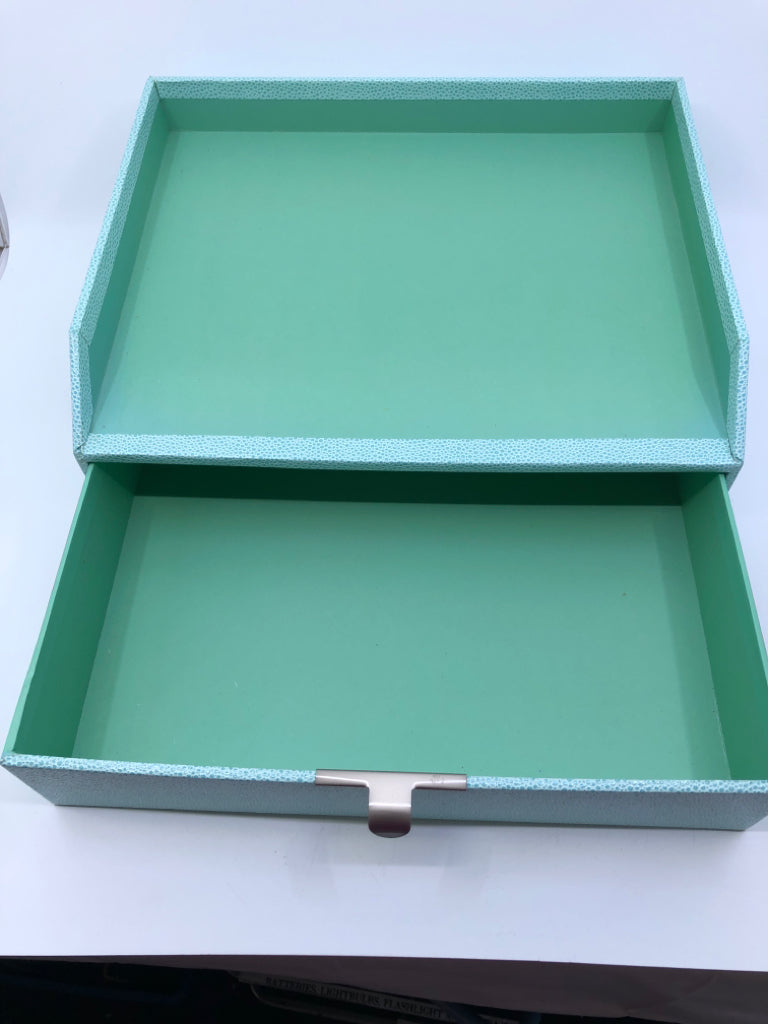 TEAL FAUX SNAKE SKIN ORGANIZER W DRAWER.