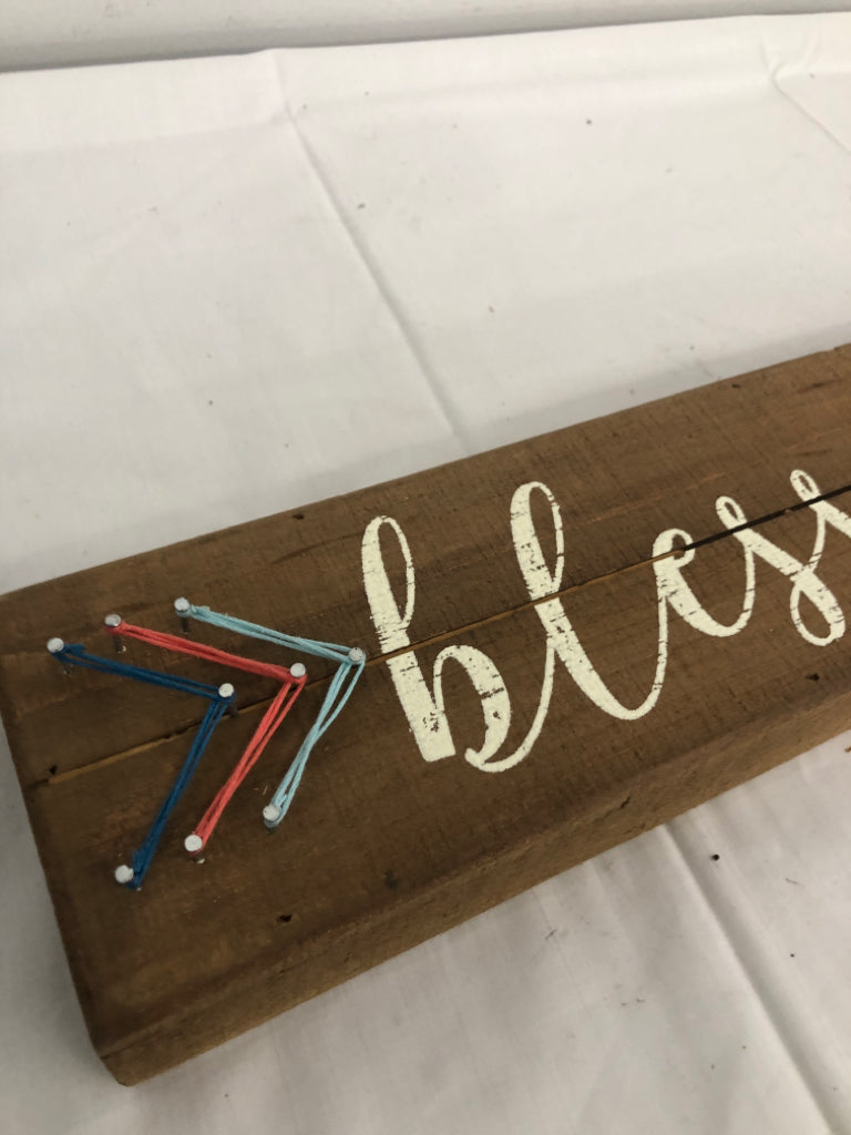 WOOD "BLESSED" BLOCK SIGN.