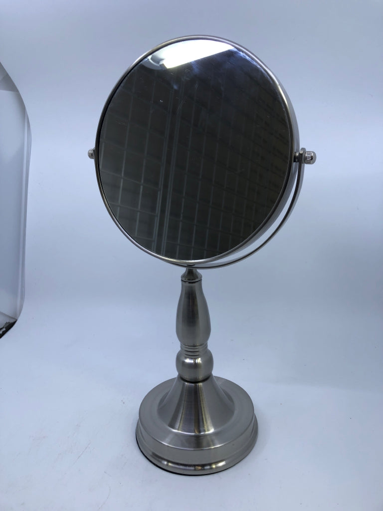 SILVER VANITY MIRROR.