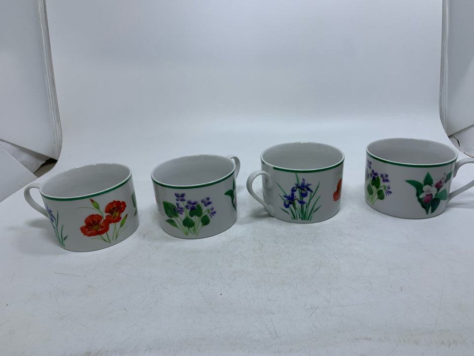 4 ASSORTED FLOWERS WILDLIFE FEDERATION MUGS.