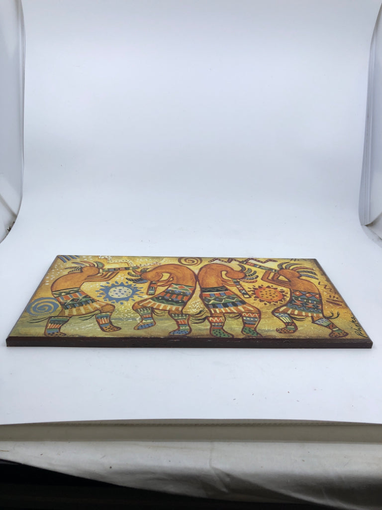 COLORFUL INDIGENOUS PEOPLE DANCING WALL ART.