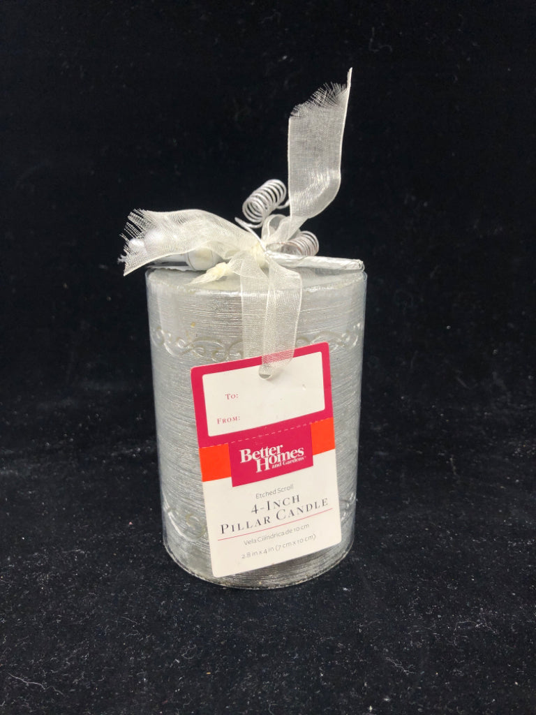 NEW SILVER PILLAR CANDLE.