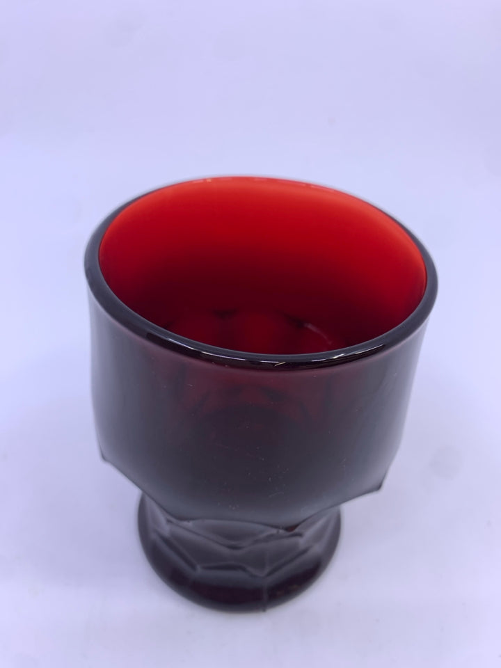 4 VTG SHORT AVON CRANBERRY WATER GLASSES.