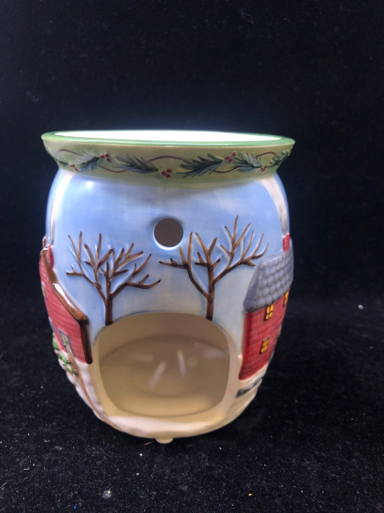WINTER SCENE SNOWMAN TART WARMER.