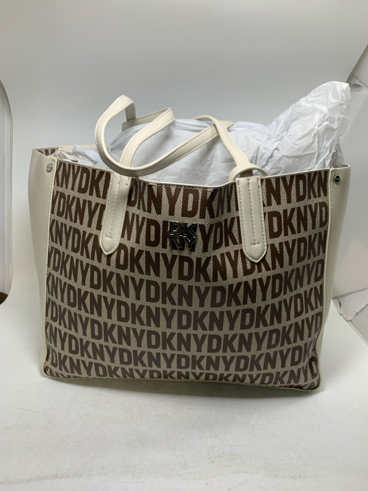 DKNY Ida Brown Monogram Tote Bag W/ Wristlet-New With Tags