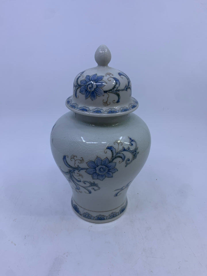 BLUE FLORAL GINGER JAR.