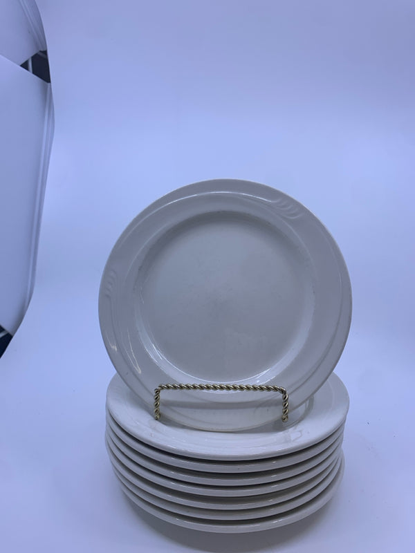 8 ESPREE OFF WHITE LUNCH PLATES.