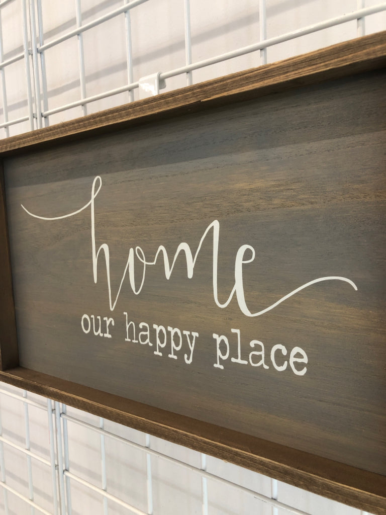 'HOME OUR HAPPY PLACE' WOOD WALL HANGING SIGN.