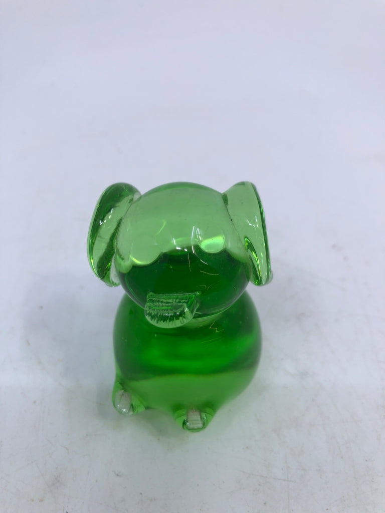 VTG GREEN HAND BLOWN GLASS KOALA BEAR.