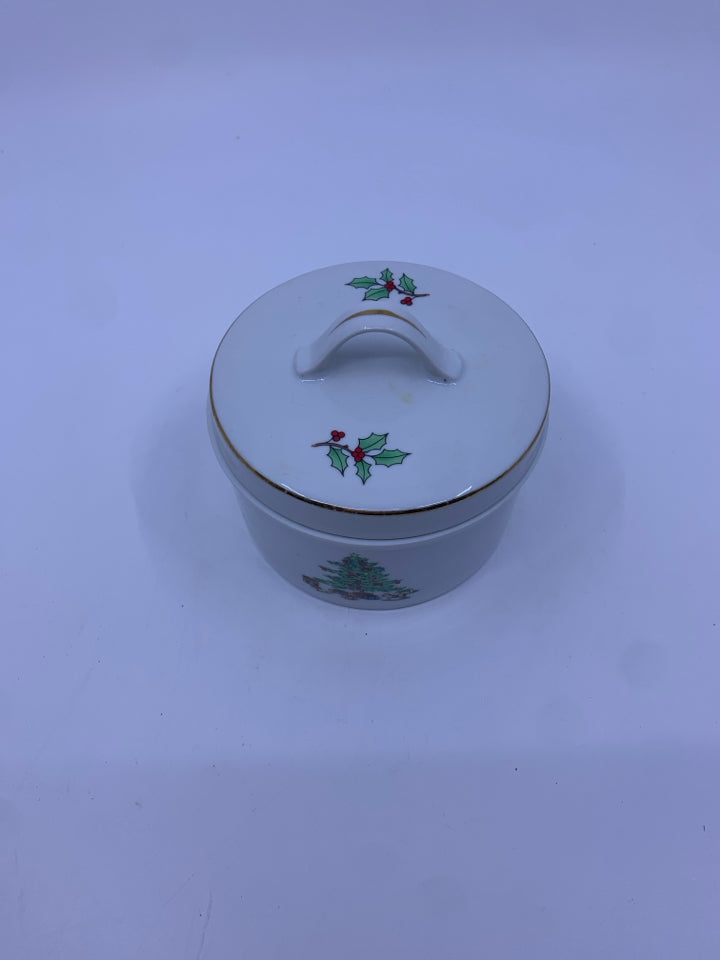 HOLIDAY HOSTESS CHRISTMAS TREE SUGAR BOWL.