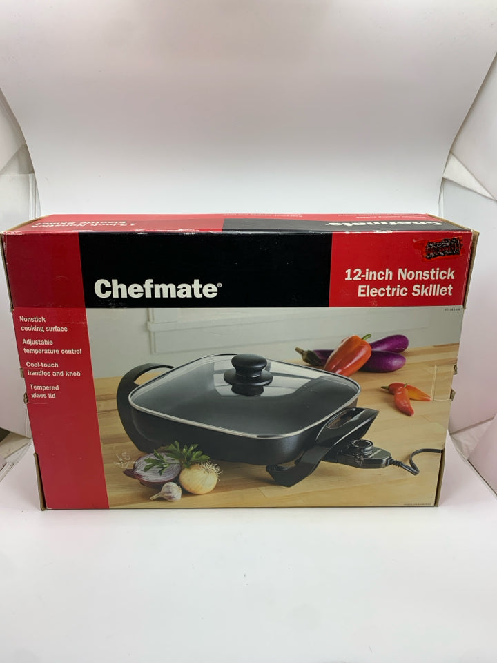NIB CHEFMATE NONSTICK ELECTRIC SKILLET.