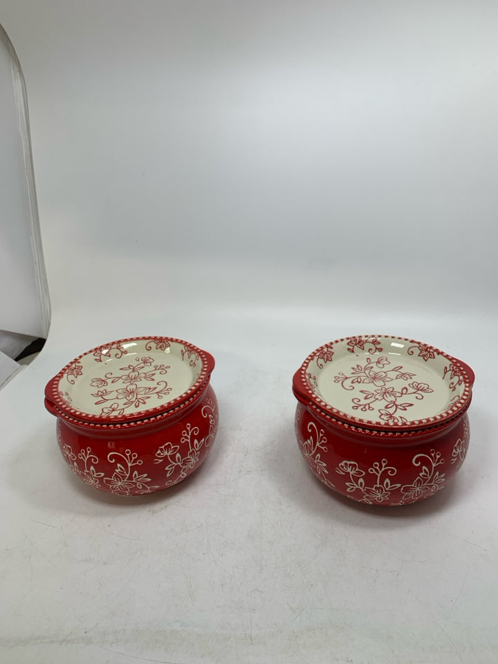 4 PC SOUP BOWLS W/ LIDS.