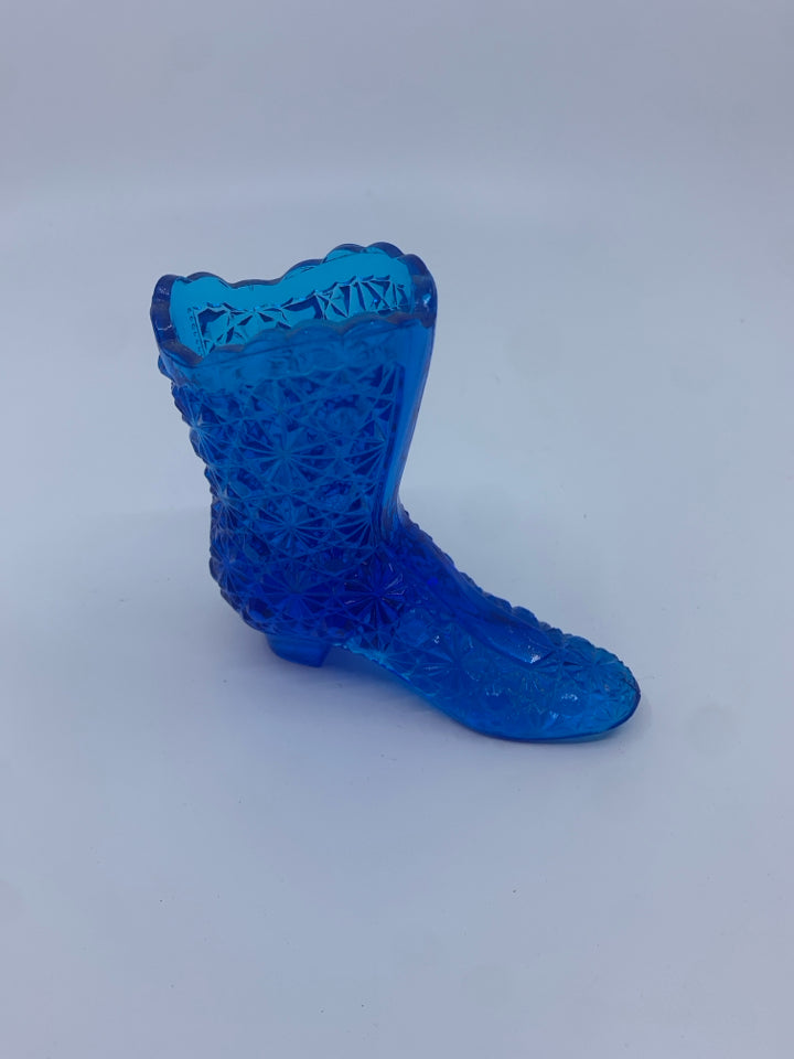 VTG BLUE GLASS VICTORIAN BOOT.