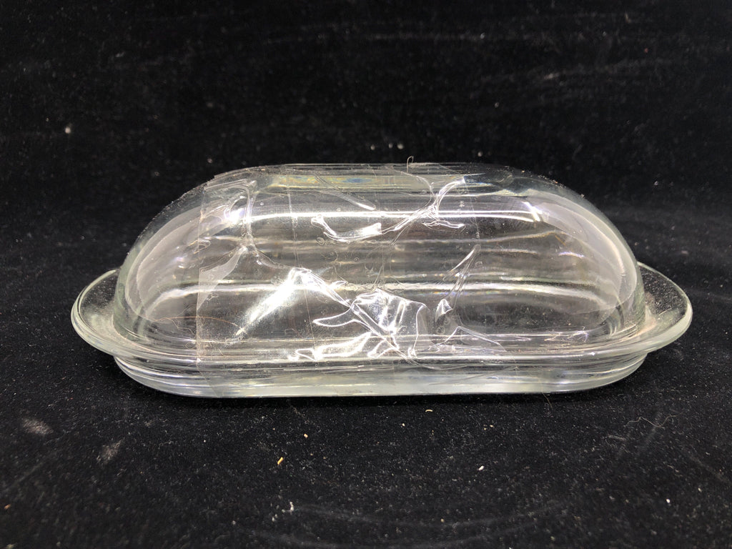 GLASS BUTTER DISH.