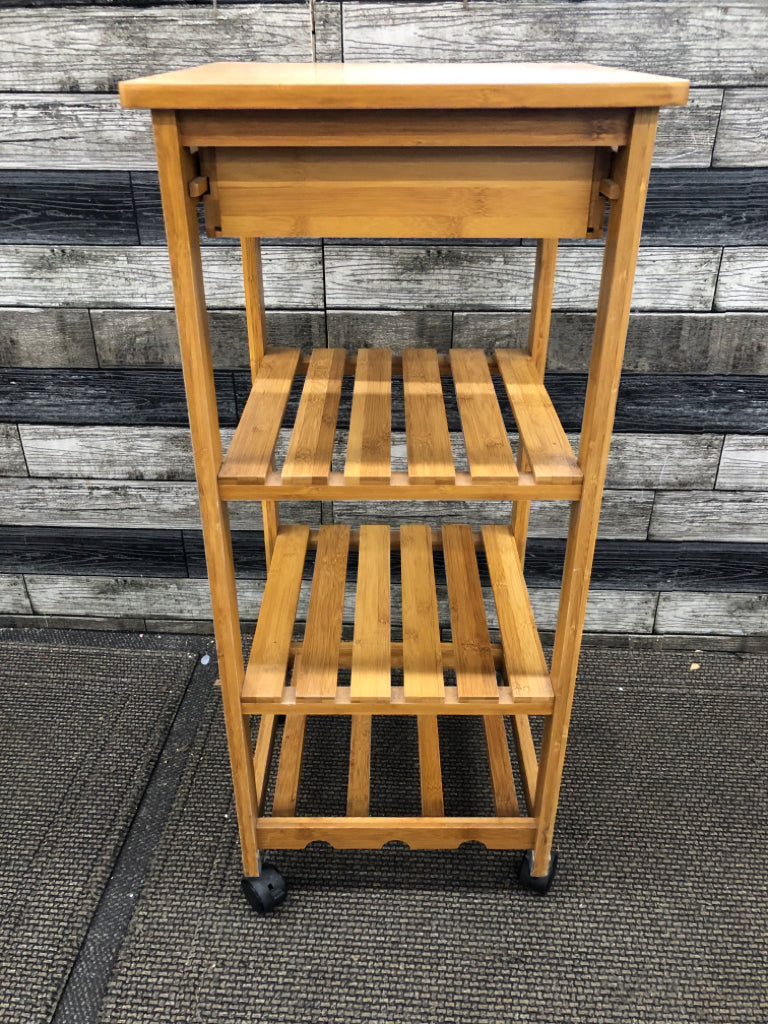 ROLLING WOODEN STORAGE CABINET.
