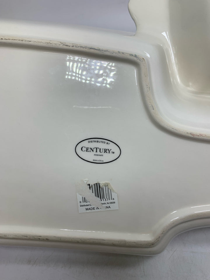 HEAVY FLAG SHAPED PATRIOTIC DIVIDED SERVING DISH.