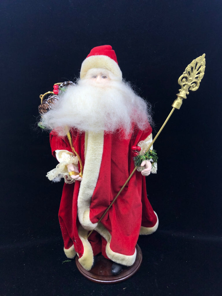 SANTA W GOLD WALKING STICK.