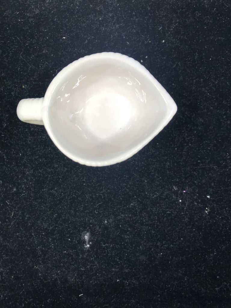 SMALL WHITE CERAMIC BASKET WOVEN CREAMER.