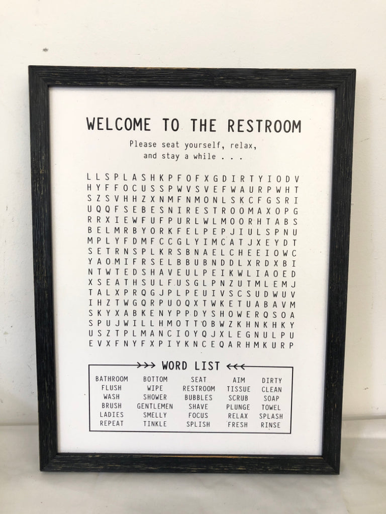 WELCOME TO THE RESTROOM WALL HANGING.