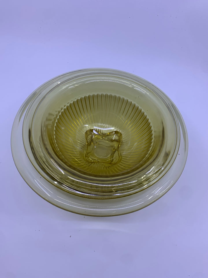 3 VTG RIBBED GLASS MIXING BOWLS.