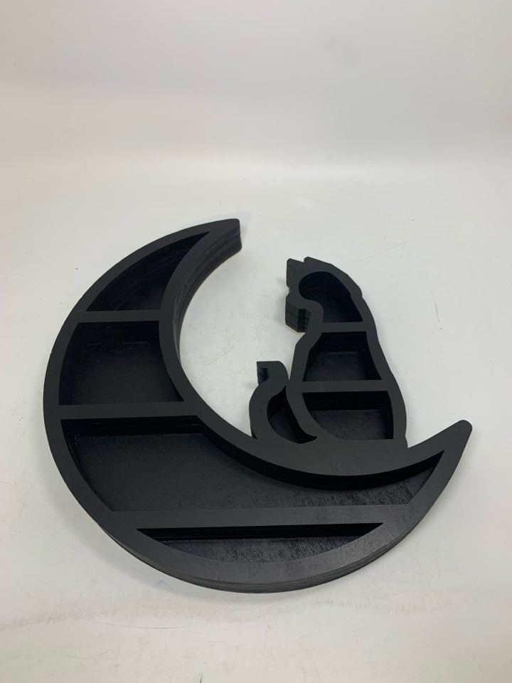WOOD MOON/CAT SMALL SHELF WALL HANGING.