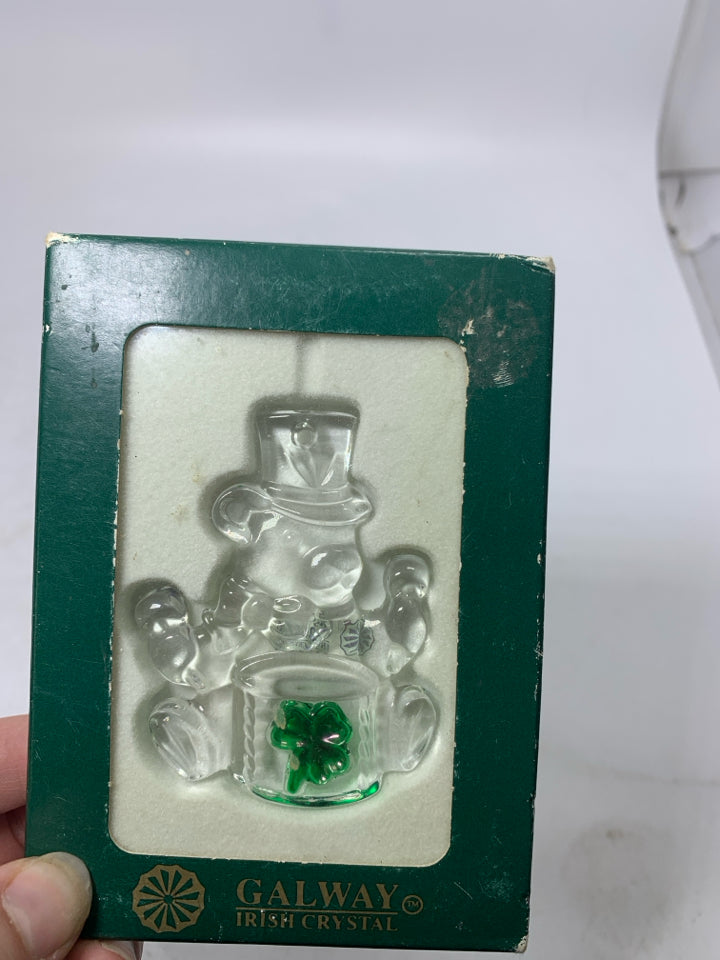 NIB GALWAY CRYSTAL TEDDY BEAR ORNAMENT.