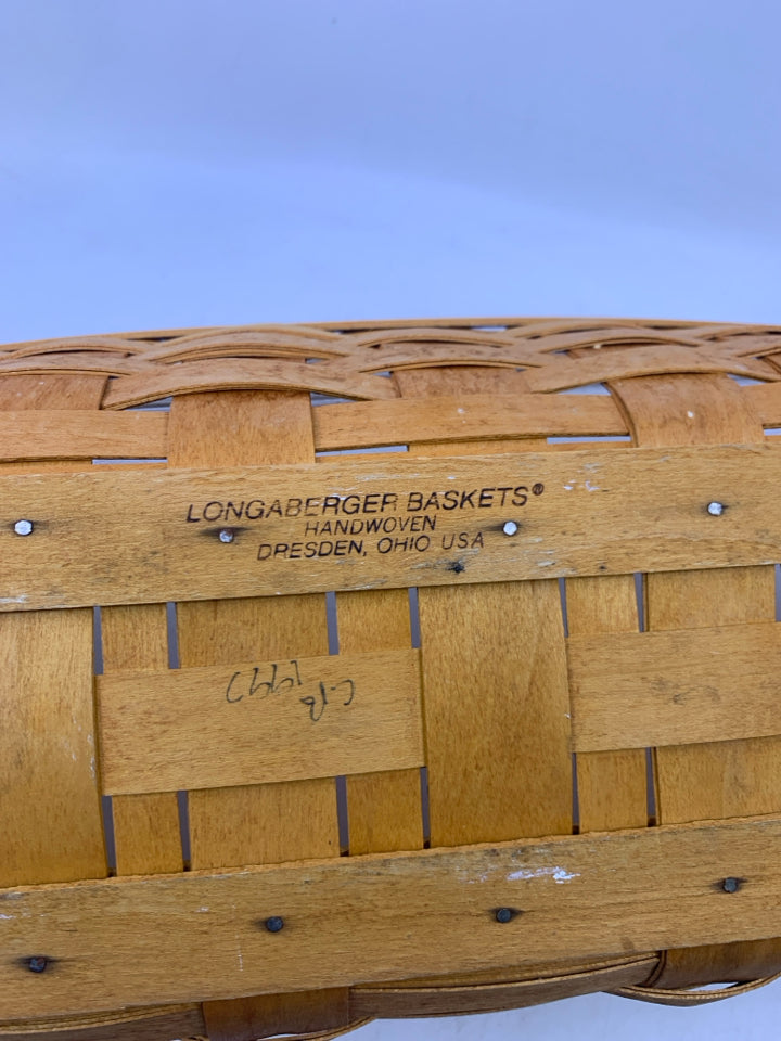 1997 BREAD BASKET W/ PROTECTOR LEATHER HANDLES.