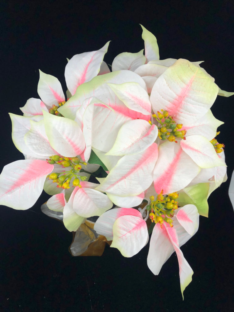 FAUX PINK POINSETTIA PLANT.