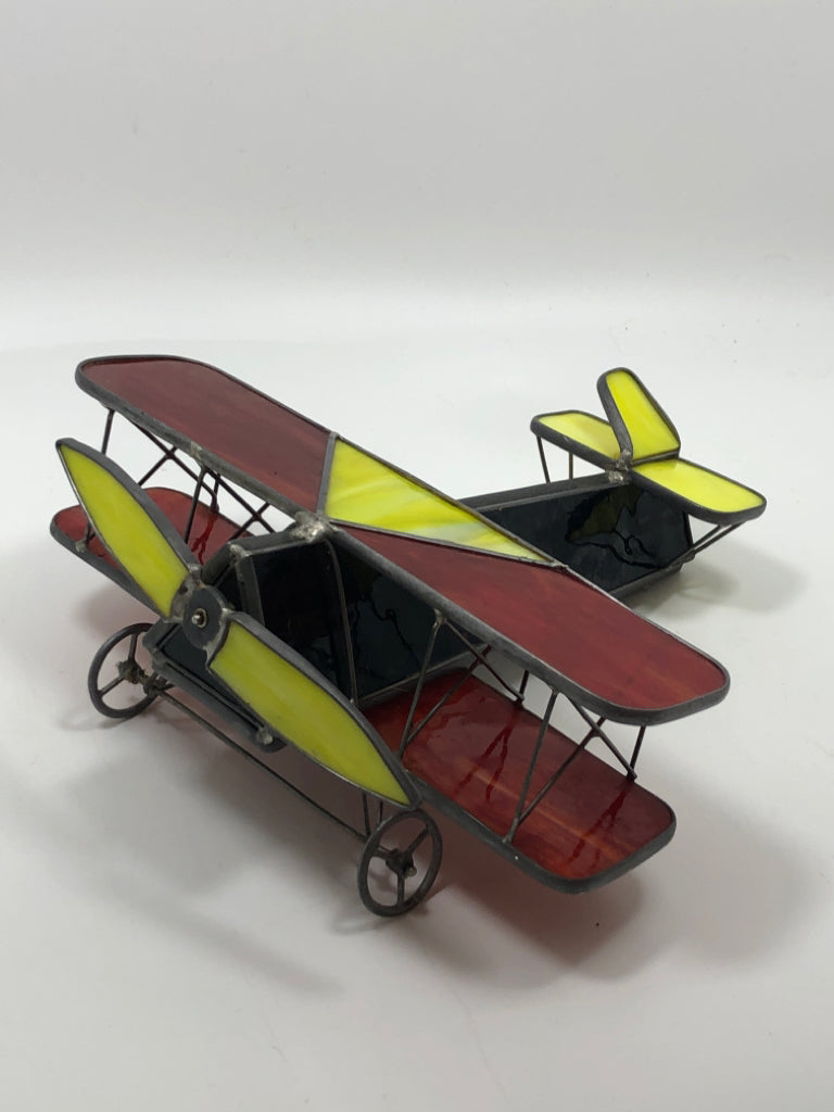 STAINED GLASS AIRPLANE FIGURE.