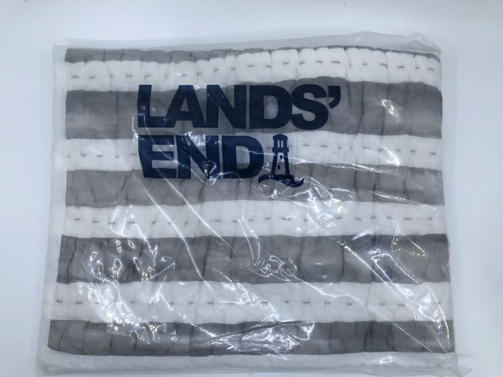 GREY AND WHITE LANDS END QUILT PILLOW SHAM.