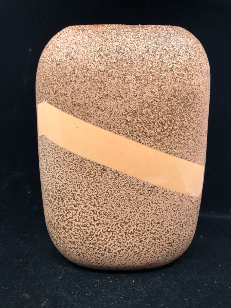 PINK AND BROWN OVAL VASE.