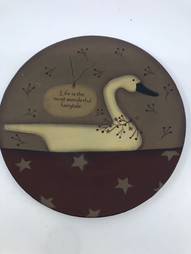 LIFE IS THE MOST WONDERFUL- PRIMITIVE PAINTED PLATE- BARBARA LLOYD.