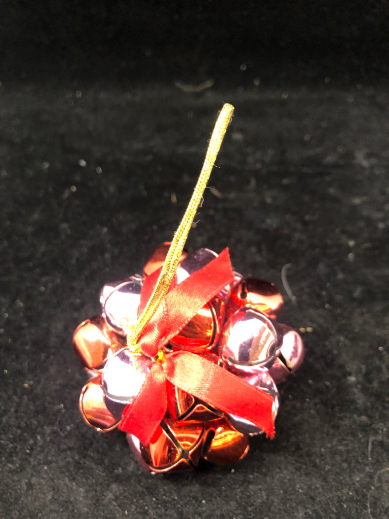 PINK/RED JINGLE BELL BALL ORNAMENT.