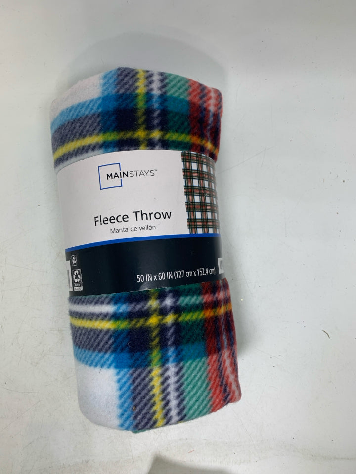 NIP PLAID FLEECE THROW.
