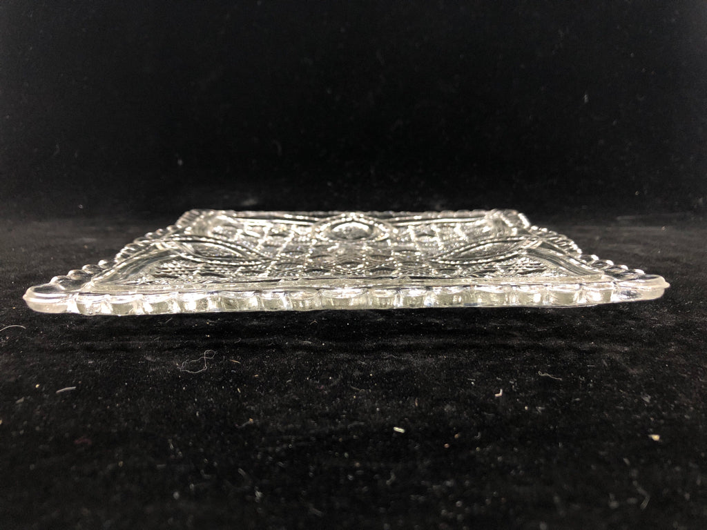 CLEAR GLASS HOBNAIL SQUARE PLATE.