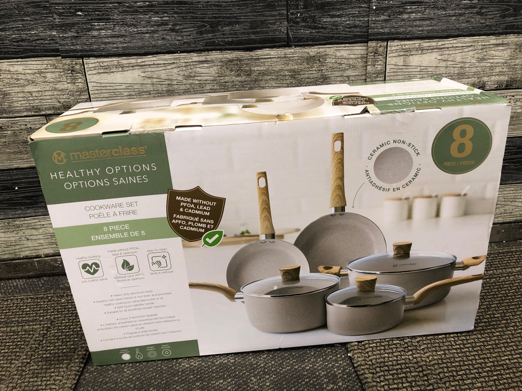 NIB 8 PC HEALTHY OPINIONS PAN SET.